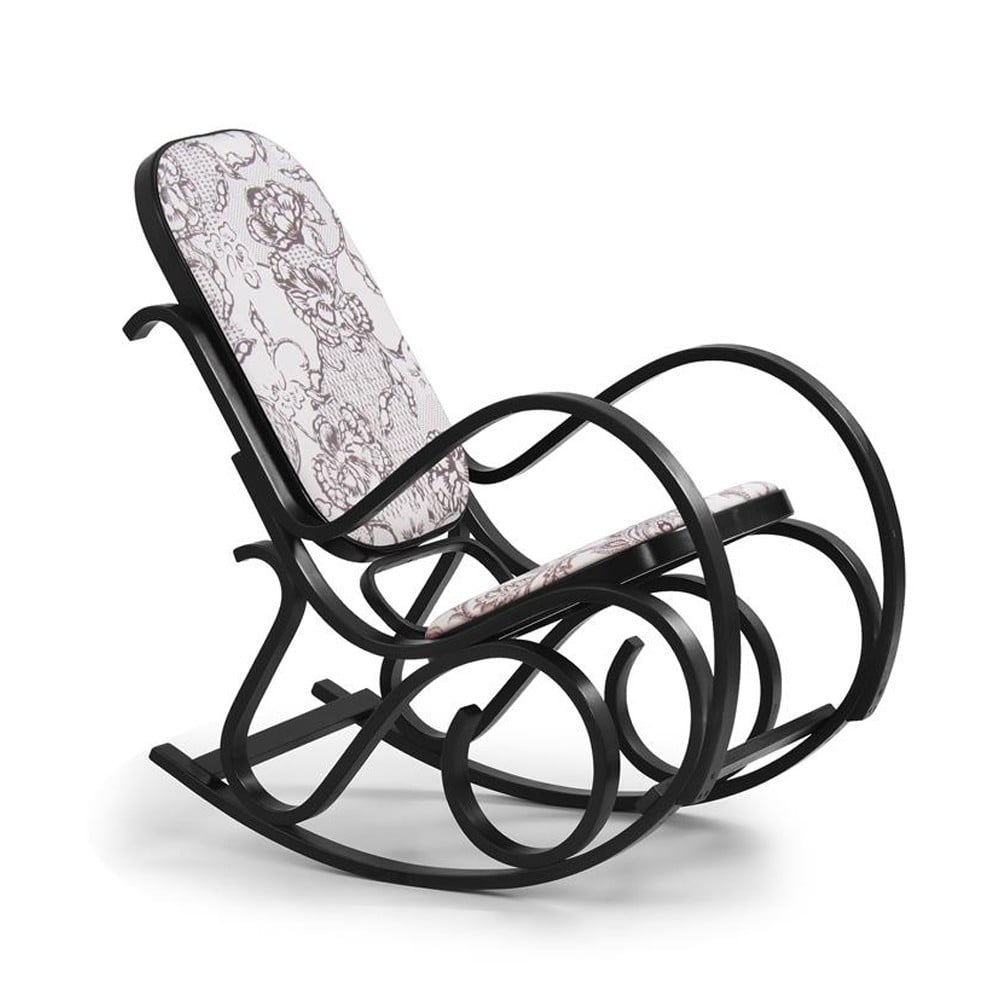 Balansoare stil scandinav - Scaun balansoar HM Max 2, stofa, cadru lemn curbat, 90 kg, wenge