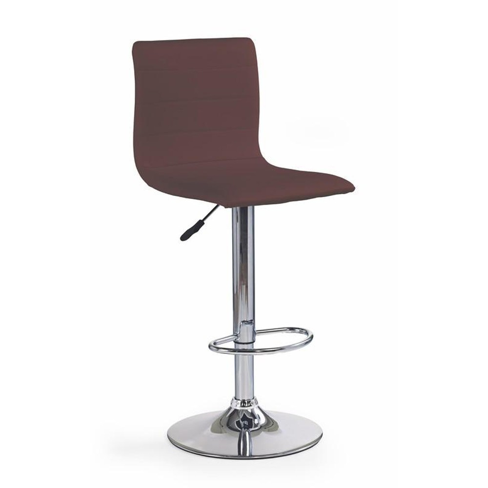 Scaune bar - Scaun bar HM H21, Piele ecologica, Inaltime ajustabila, Cu spatar, Rotativ, 90 kg, Maro