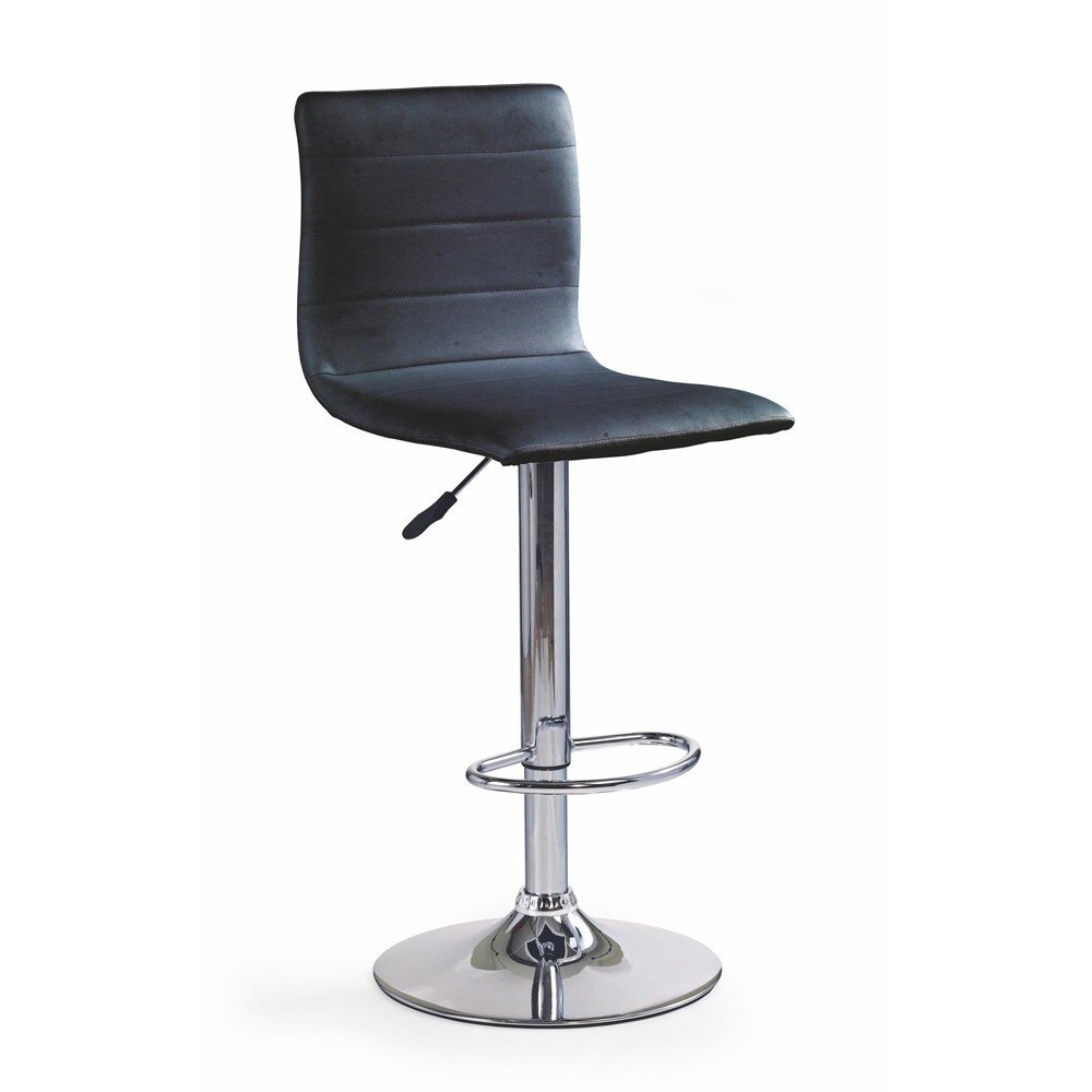 Scaune bar - Scaun bar HM H21, Piele ecologica, Inaltime ajustabila, Cu spatar, Rotativ, 90 kg, Negru