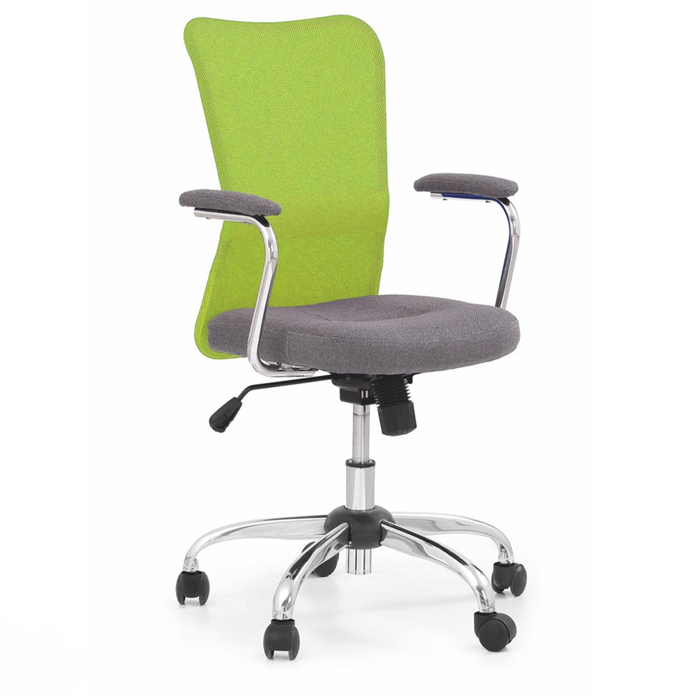 Scaune birou copii - Scaun birou copii HM Andy, Mesh/Stofa, Ergonomic, Cadru Cromat, Inaltime ajustabila, Mecanism balansare, 102 Kg, Verde