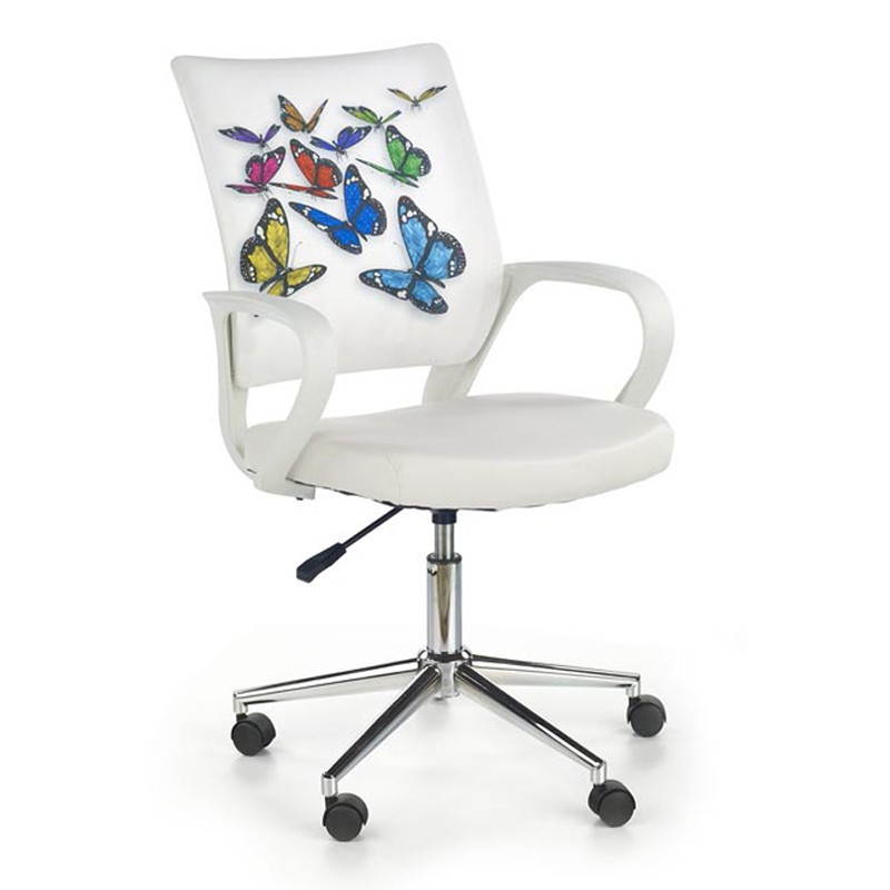 Scaune birou copii - Scaun birou copii HM Ibis Butterfly, Ergonomic, Cadru Metal, Stofa/Piele ecologica, Inaltime ajustabila, 100 Kg, Multicolor