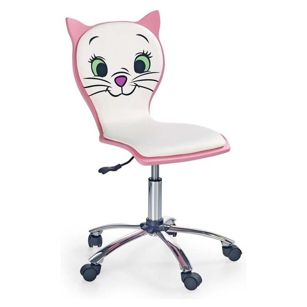 Scaune birou copii - Scaun birou copii HM Kitty 2, Ergonomic, Cadru Polipropilena, Piele ecologica, Inaltime ajustabila, 80 kg, 95x55x35 cm, Alb
