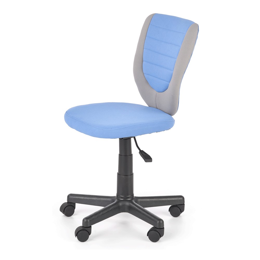 Scaun birou copii HM Toby, ergonomic, cadru polipropilena, rotativ, inaltime reglabila, 80 kg, gri/albastru