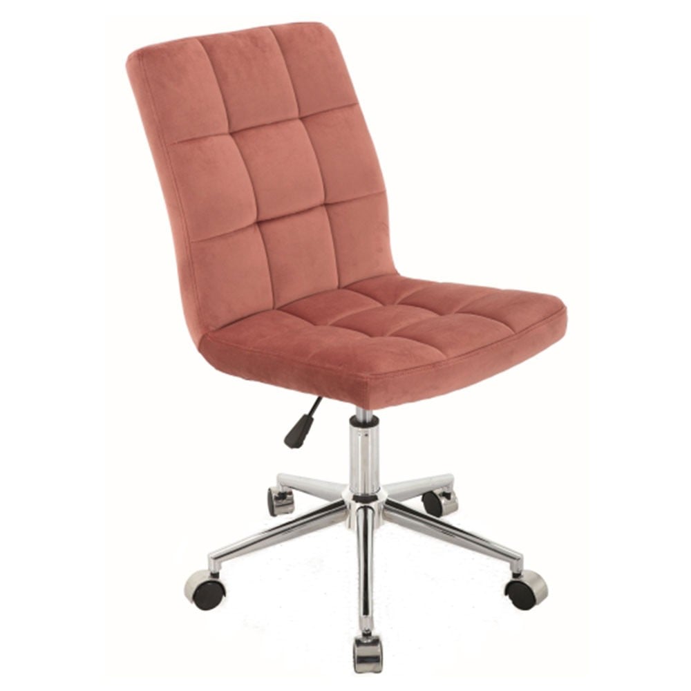 Scaune ergonomice - Scaun birou cu stofa tip catifea SL Q020, ergonomic, inaltime reglabila, cadru cromat, rotatie 360°, 90 kg, Caramiziu