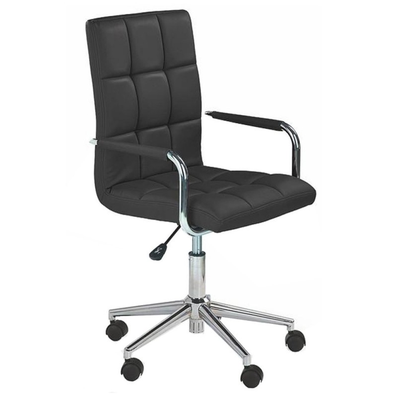 Scaune pentru birou - Scaun birou ergonomic, HM Gonzo 2, cadru cromat, tapiterie piele ecologica, mecanism de balans, roti pivotante, 90 kg, negru