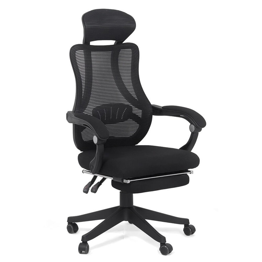 Scaune ergonomice - Scaun birou ergonomic OFF 927, mesh, recliner, suport picioare retractabil, 100 kg, negru