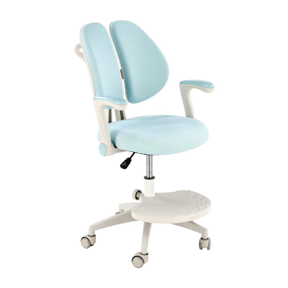Scaune cu mesh - Scaun birou ergonomic pentru copii HM Panco, ajustabil pe inaltime si adancime, mesh, suport pentru picioare, 70 kg, bleu