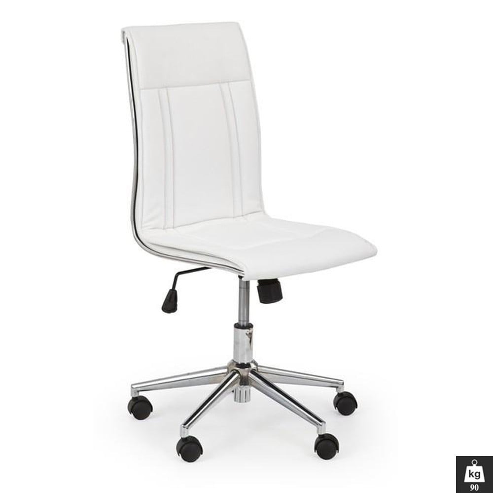 Scaune ieftine - Scaun birou HM Porto, piele ecologica, baza cromata, inaltime ajustabila, rotativ, 90 kg, alb