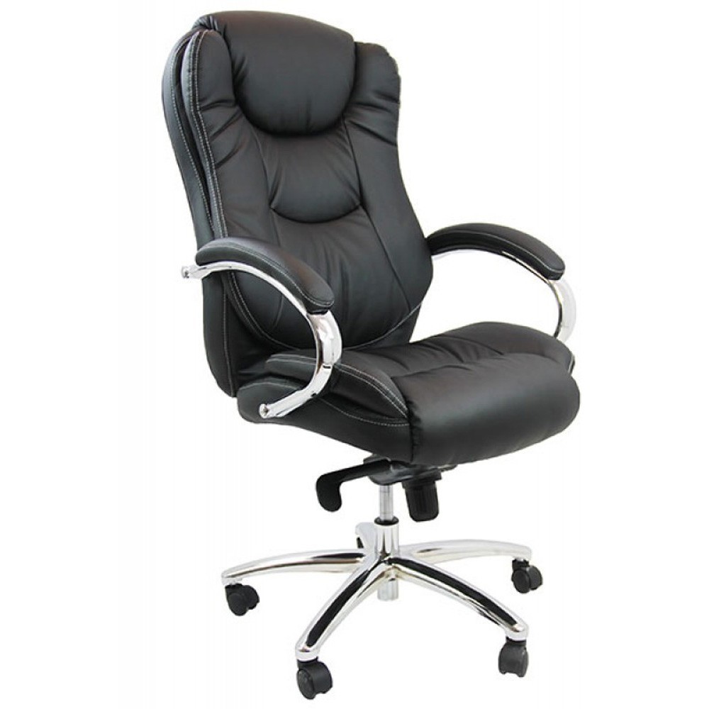 Scaune birou - Scaun birou OFF 316, robust, piele ecologica, mecanism multiblock, suport lombar, baza cromata, 150 kg, negru