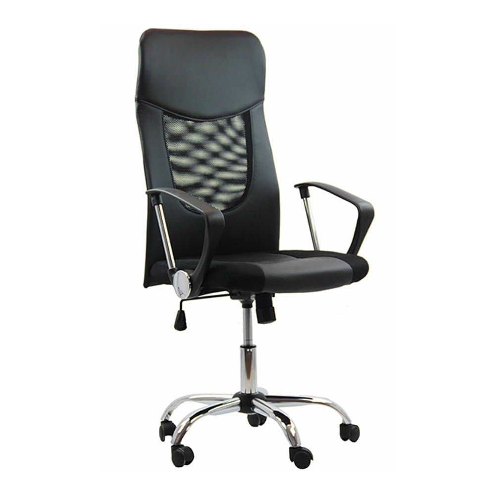 Scaune birou - Scaun birou OFF 906, ergonomic, mesh, piele ecologica, cadru cromat, mecanism de balans, 110 kg, negru