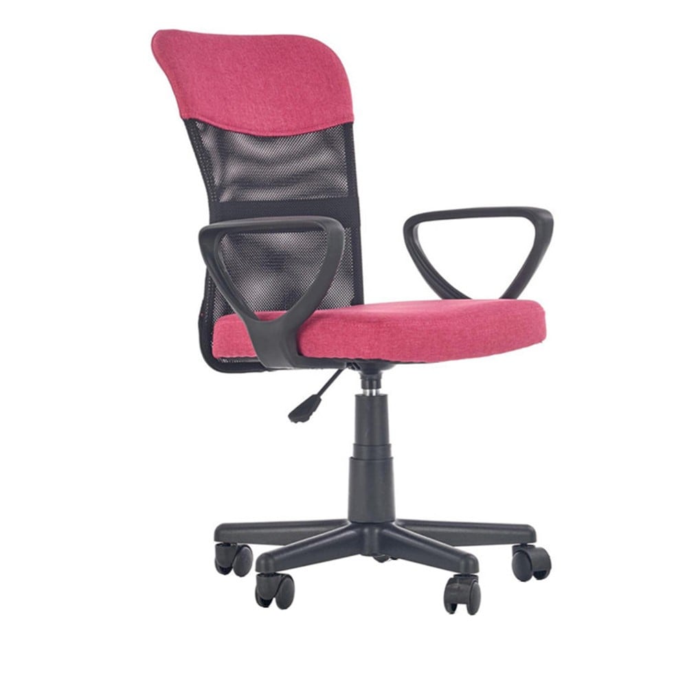 Scaune cu mesh - Scaun birou pentru copii cu plasa textila, HM Timmy, ergonomic, inaltime reglabila, structura polipropilena, Rotire 360 ˚, 120 kg, roz