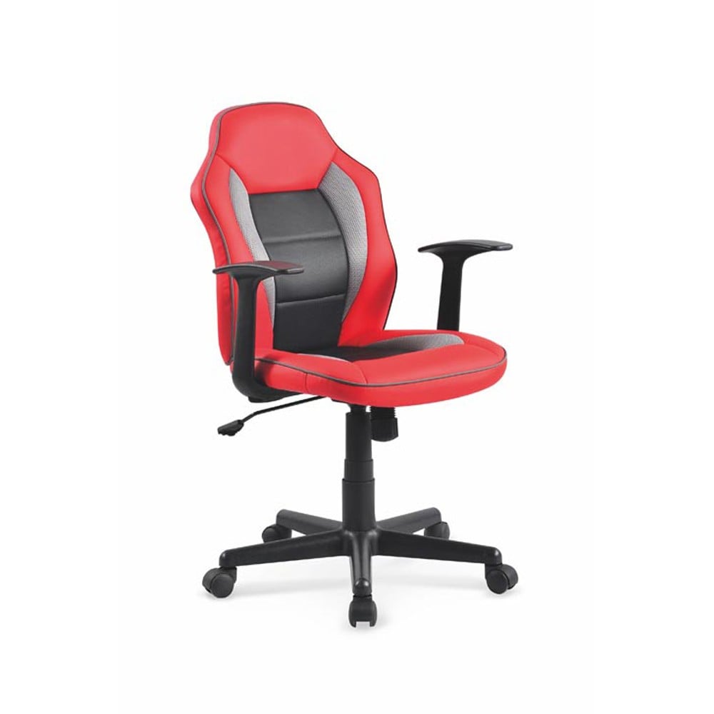 Scaune birou copii - Scaun birou pentru copii HM Nemo, Ergonomic, Cadru Polipropilena, Piele ecologica cu insertii de Mesh, Inaltime ajustabila, Mecanism balansare, 110 Kg, Rosu/Negru