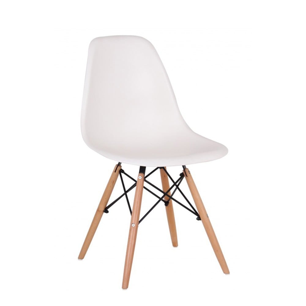 Scaune living - Scaun bucatarie si living Moon, ergonomic, polipropilena, structura lemn, 100 kg, alb