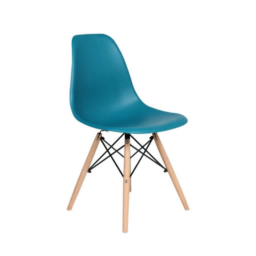 Scaune living - Scaun bucatarie si living Moon, ergonomic, polipropilena, structura lemn, 100 kg, turcoaz
