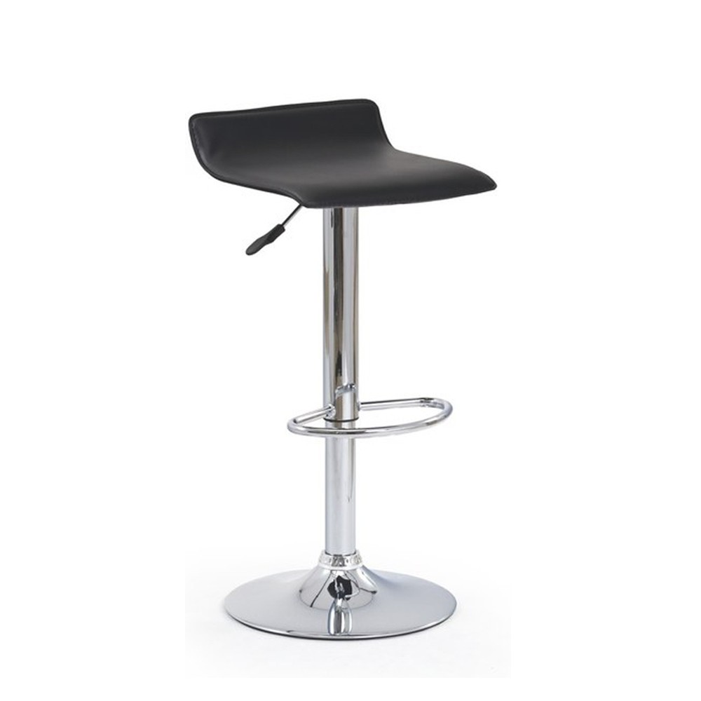 Scaune bar - Scaun de bar HM H1, Cadru cromat, Piele ecologica, Rotativ, Suport picioare, Inaltime ajustabila, 102 kg, 84x40x39 cm, Negru