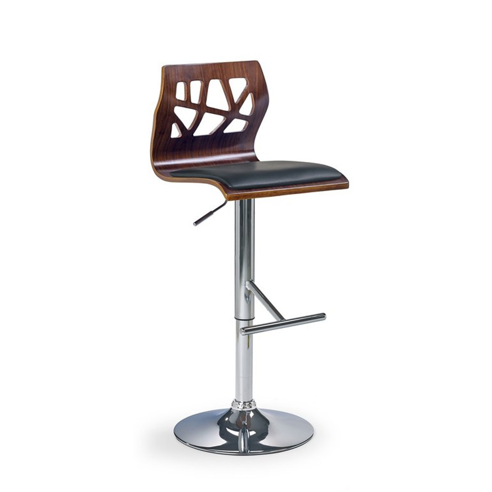 Scaune bar - Scaun de bar HM H34, Piele ecologica, Rotativ, Inaltime ajustabila, 90 kg, 108x41x45 cm, Negru