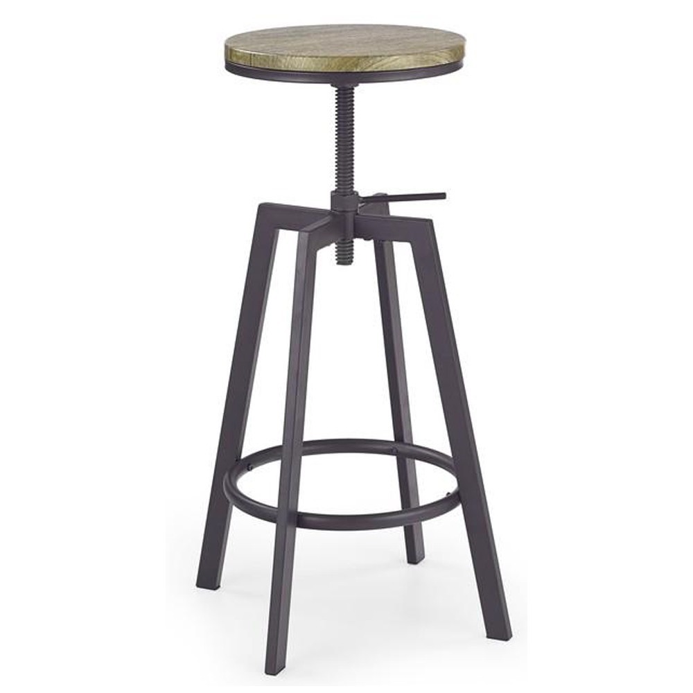 Scaune bar - Scaun de bar HM H64, Inaltime ajustabila, Rotativ, 100 kg, Negru/Maro