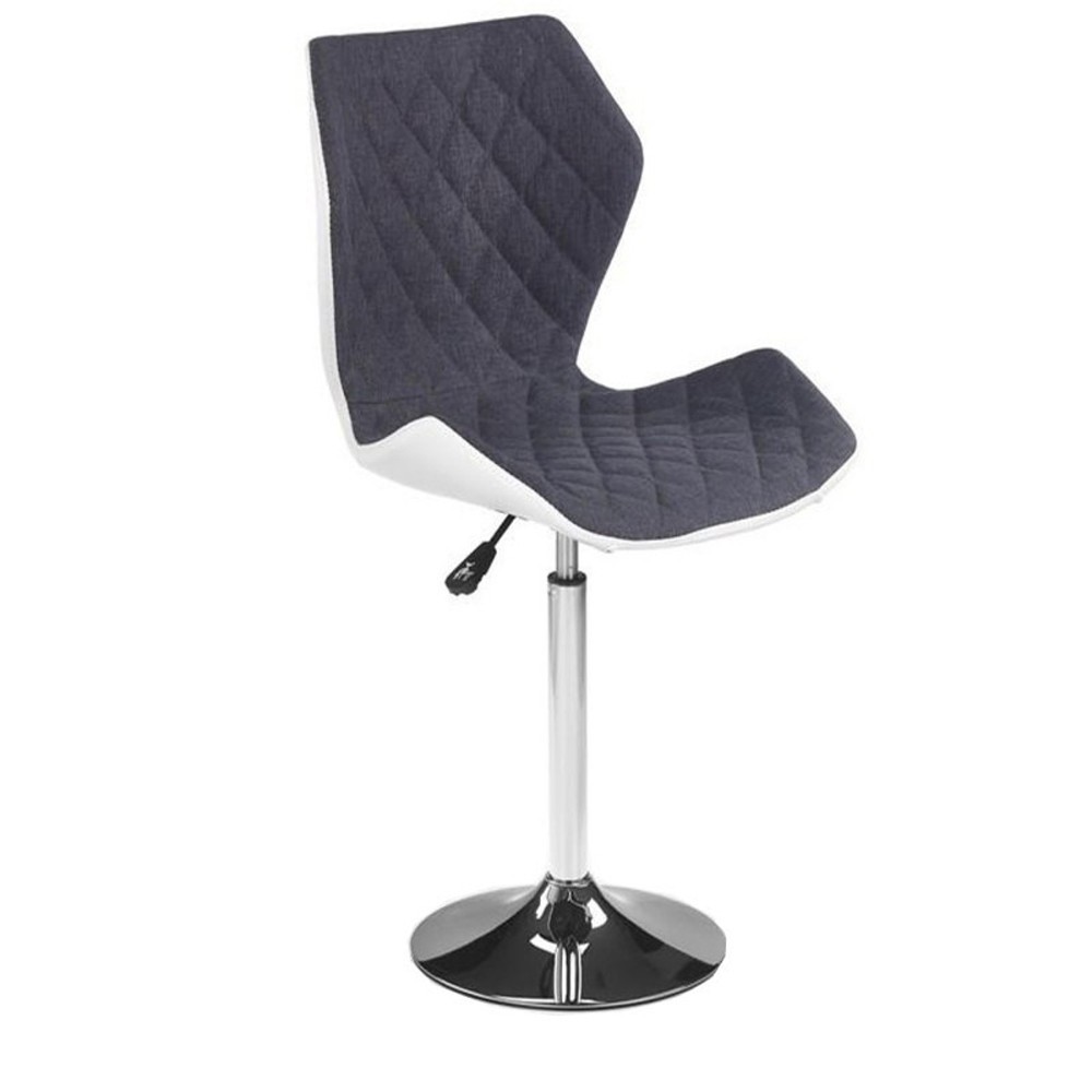Scaune bar - Scaun de bar HM Matrix 2, Ergonomic, Baza fixa, Cadru Cromat, Stofa/Piele ecologica, Inaltime ajustabila, Rotativ, 100 Kg, Alb/Gri