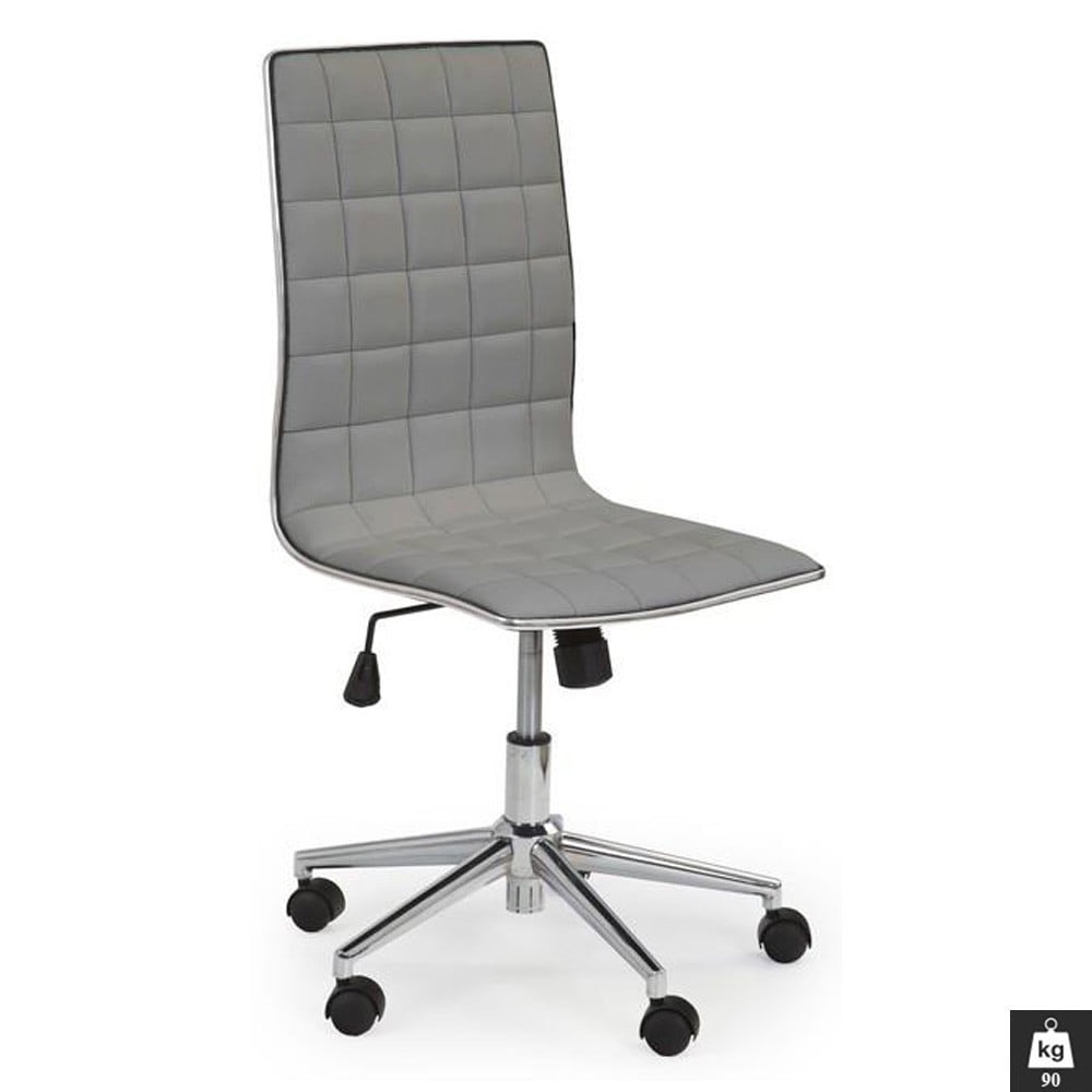 Scaune birou - Scaun de birou HM Tirol, Ergonomic, Piele ecologica, Inaltime ajustabila, Mecanism de balans, Roti pivotante, 90 kg, Gri
