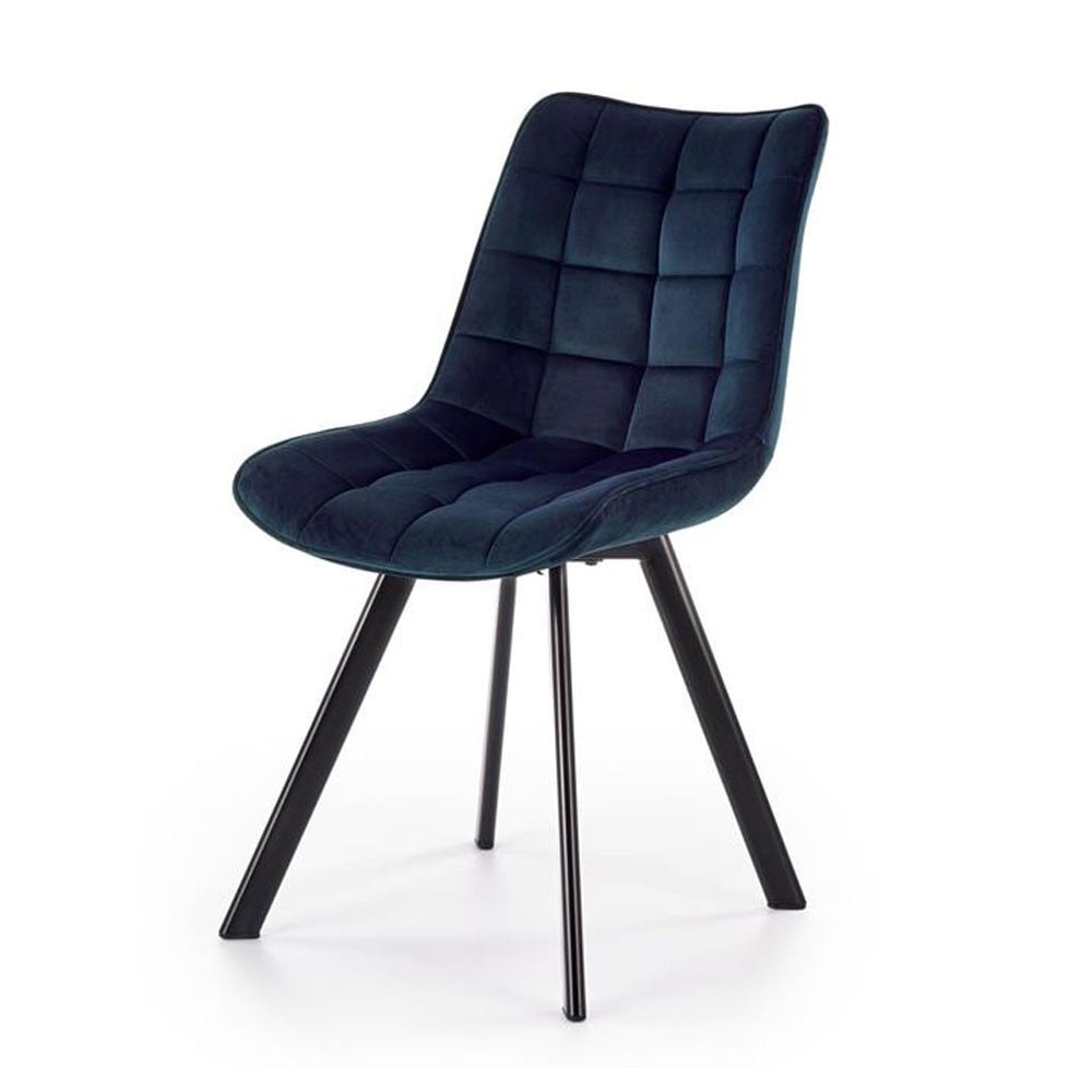 Scaune living - Scaun de living si bucatarie cu cadru metalic, HM K332, ergonomic, stofa velvet, 84x46x61 cm, 100 Kg, Albastru