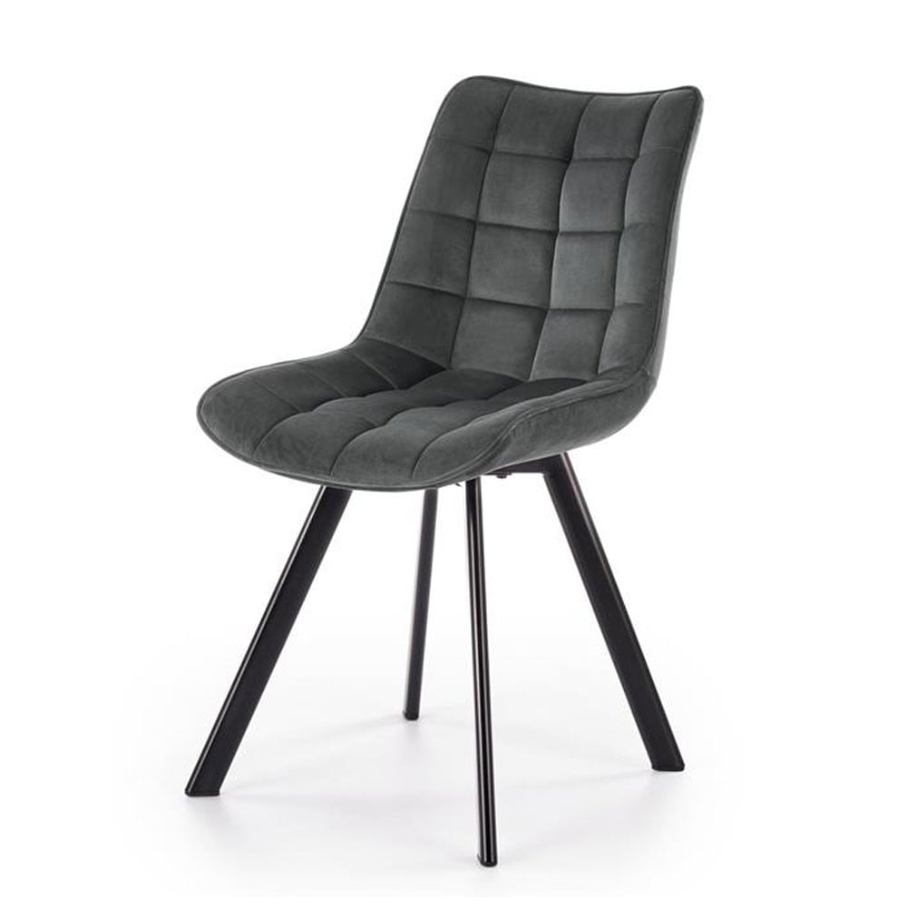 Scaune living - Scaun de living si bucatarie cu cadru metalic, HM K332, ergonomic, stofa velvet, 84x46x61 cm, 100 Kg, Gri