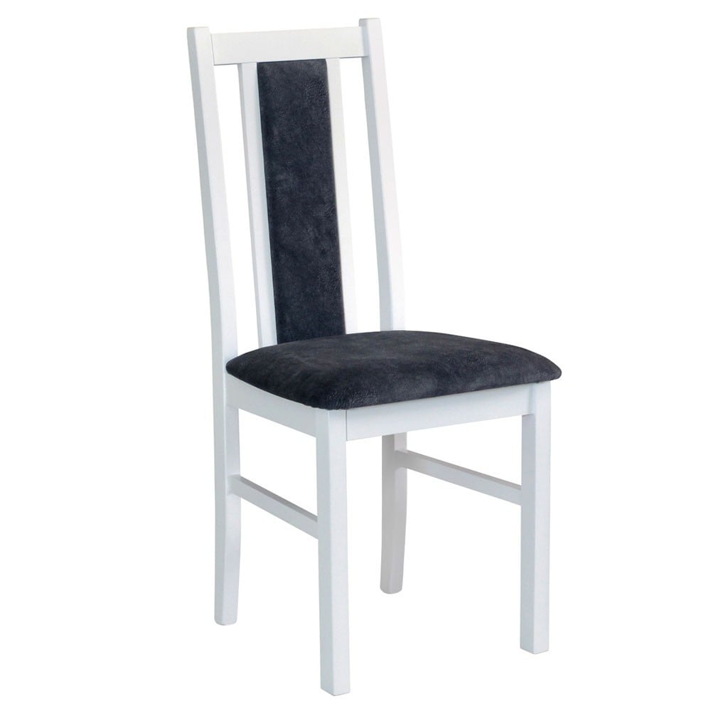 Scaune living - Scaun de living si bucatarie, DM14 Boston din lemn masiv fag, tapiterie stofa, 120 kg, 96x43x40 cm, Alb/Gri