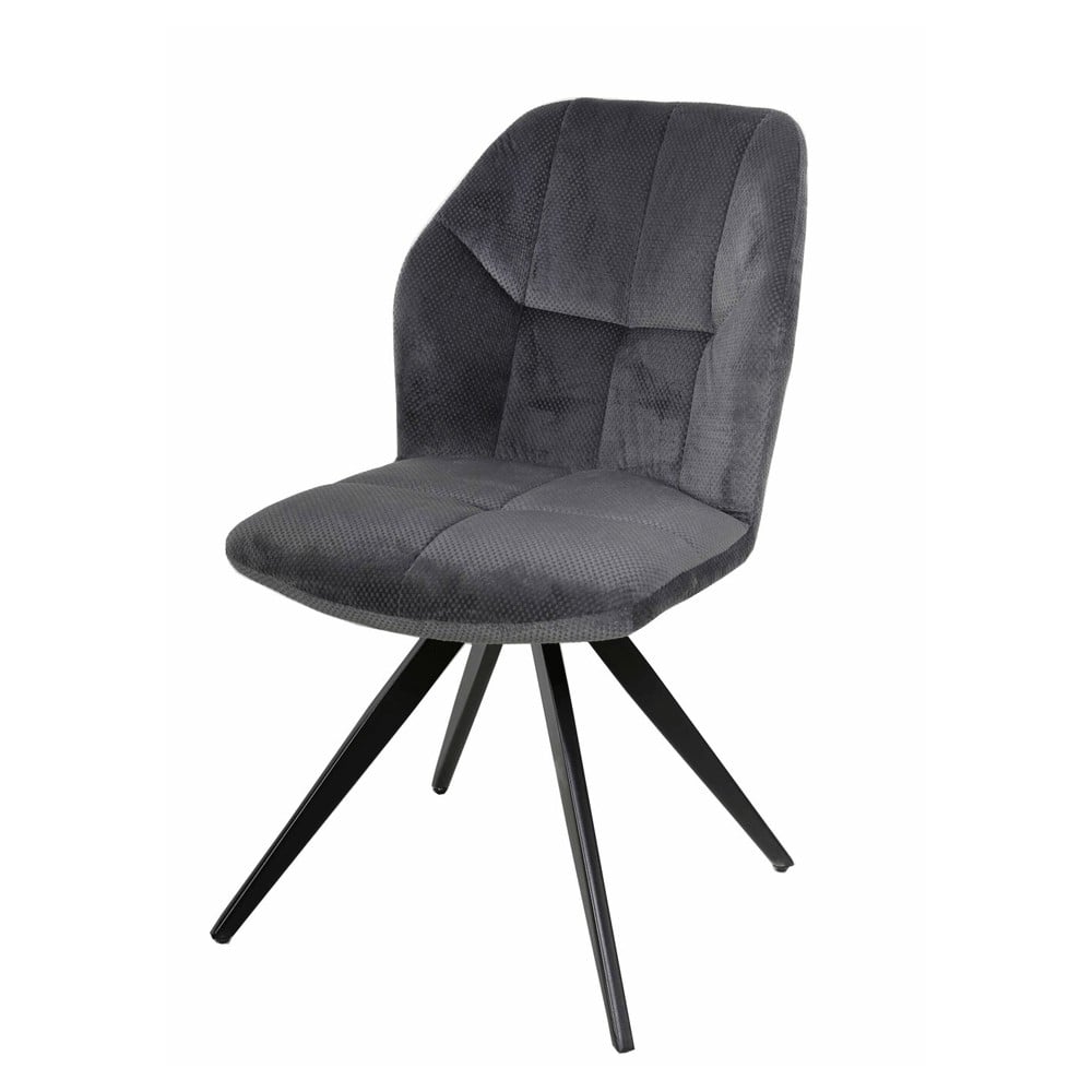 Scaune living - Scaun de living si bucatarie KL Mirco, metalic, tapitat cu stofa,100 kg, 47.5x63x89.5 cm, gri inchis