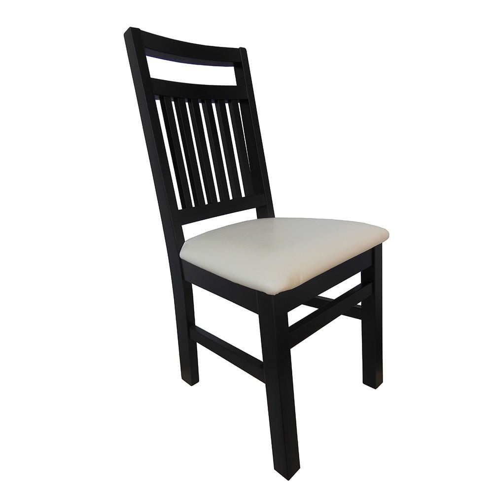 Scaune living - Scaun de living si bucatarie, lemn masiv fag, Paul, sezut tapitat cu piele ecologica, 120 kg, 96x46x43cm, Wenge