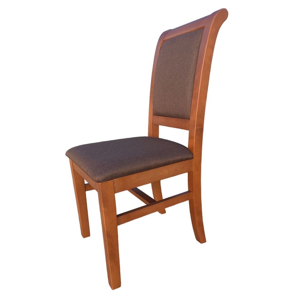 Scaune living - Scaun de living si bucatarie Royal, din lemn masiv fag, ergonomic, tapiterie stofa, 120 kg, lacuit, 98,5x48,5x46,5 cm, Nuc