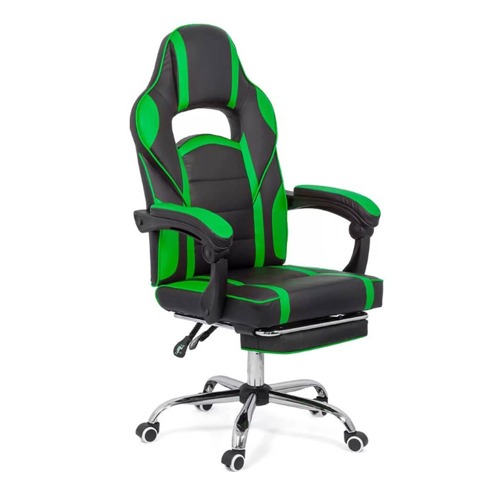 Scaune Gaming - Scaun directorial cu suport picioare OFF 302, gaming, mecanism de balans, piele ecologica, cadru cromat, 110 kg
