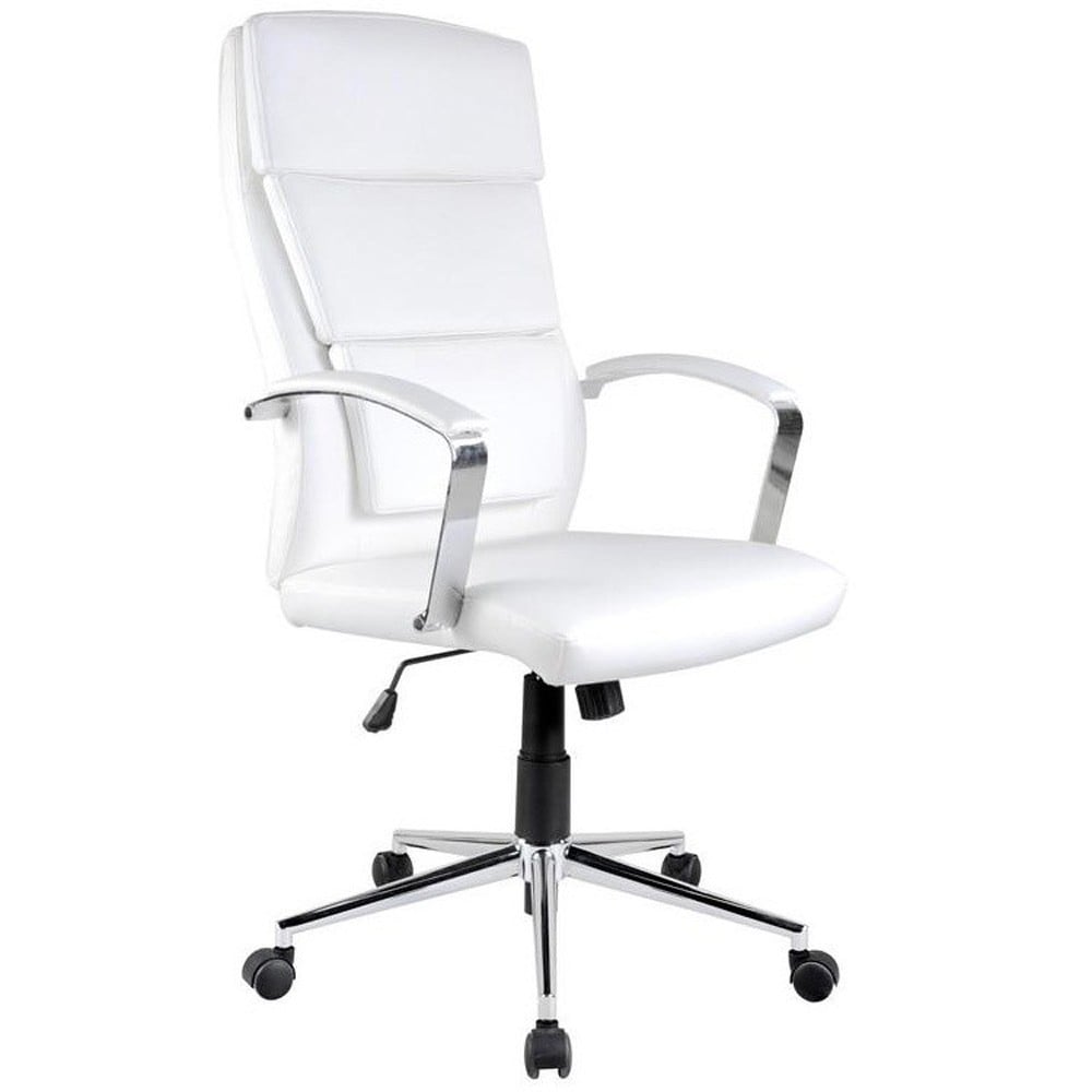 Scaune directoriale - Scaun directorial HM Aurelius, Ergonomic, Piele ecologica, Inaltime ajustabila, Suport lombar, Mecanism balans, 115 kg, 120x65x67 cm , Alb