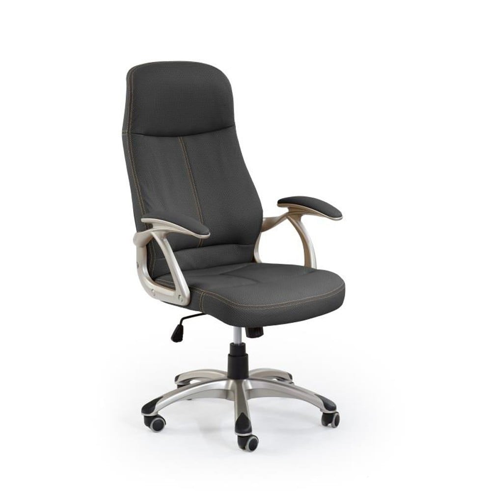 Scaune directoriale - Scaun directorial HM Edison, Cadru Polipropilena, Piele ecologica, Inaltime ajustabila, Sistem Balansare, 120 kg, 118x64x70 cm, Negru