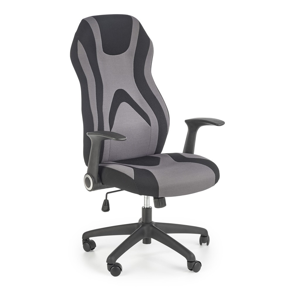 Scaune Gaming - Scaun directorial HM Jofrey, gaming, tapiterie stofa, cadru polipropilena, mecanism de balans, cotiere incluse, 100 kg, gri/negru