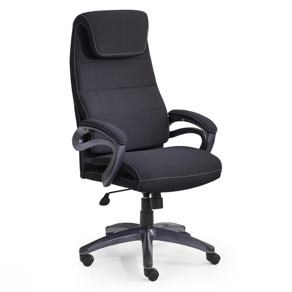 Scaune ergonomice - Scaun directorial HM Sidney, Ergonomic, Cadru Polipropilena, Tapiterie Stofa, Suport lombar, Inaltime ajustabila, 110 kg, 125x65x43 cm, Negru