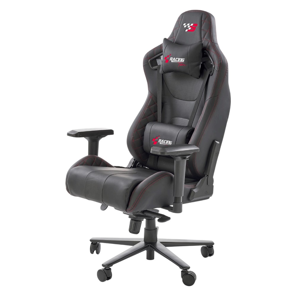 Scaune Gaming - Scaun directorial pentru gaming HM Chavez, piele ecologica, cadru metalic, cotiere reglabile, multiblock, perne lombare,100 kg, negru