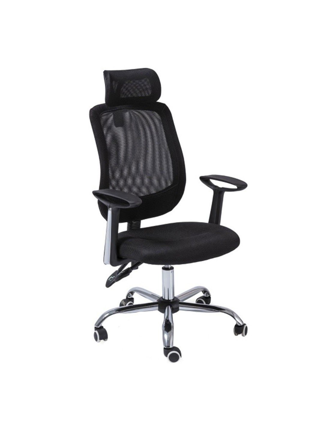 Scaune directoriale - Scaun directorial SL Q118, Mesh, Ergonomic, Metal cromat, Inaltime ajustabila, Tetiera, Mecanism balansare, 100 Kg, Negru