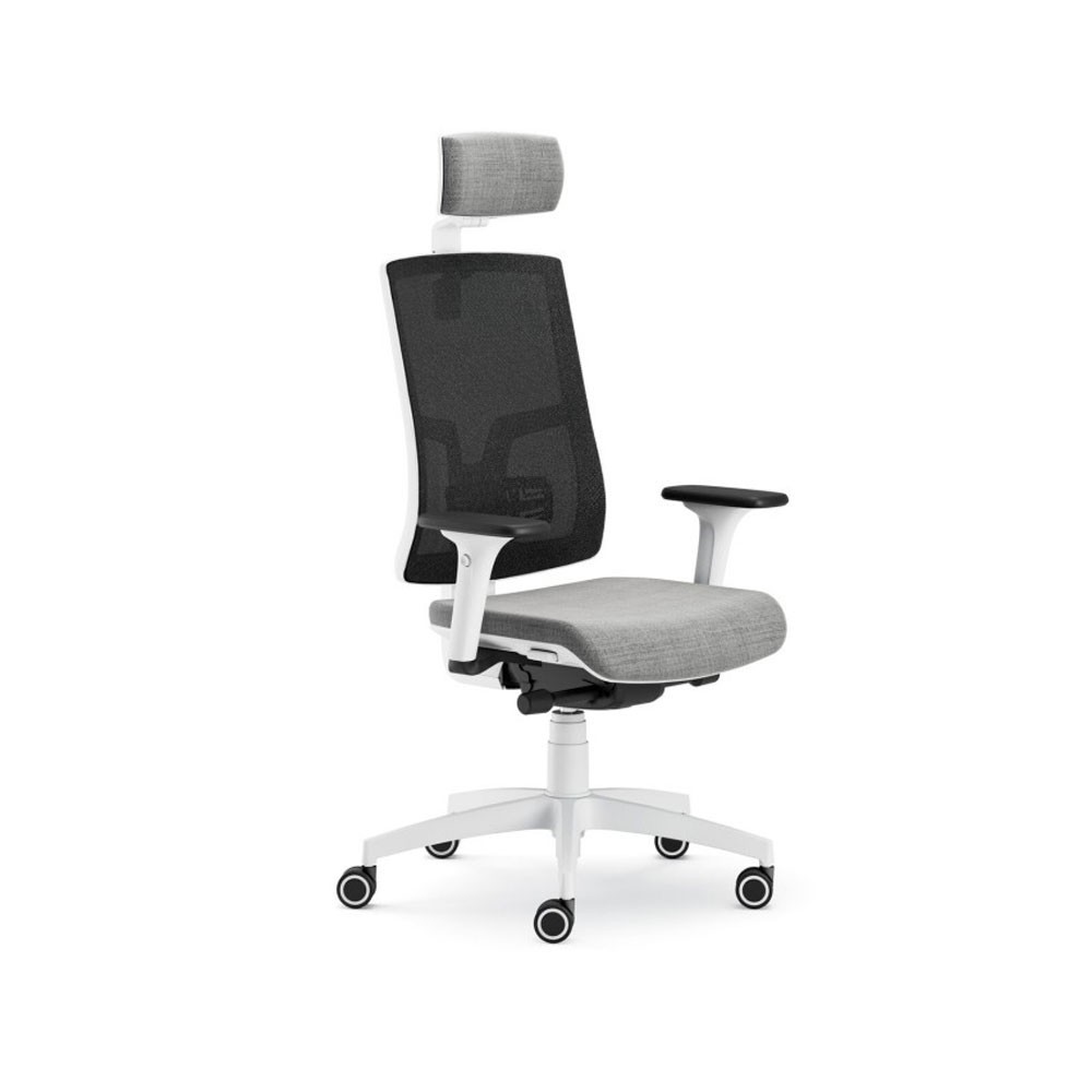 Scaune profesionale - Scaun ergonomic cu tetiera Pure Alb Mesh PDH