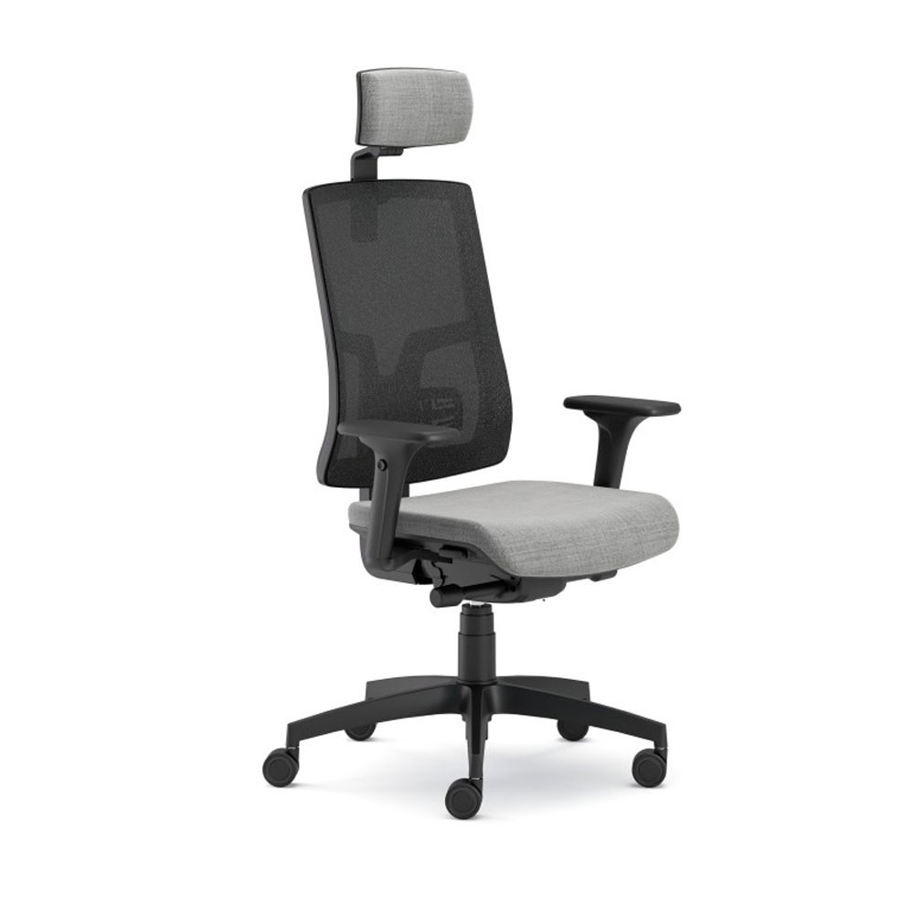 Scaune profesionale - Scaun ergonomic cu tetiera Pure Negru Mesh PDH
