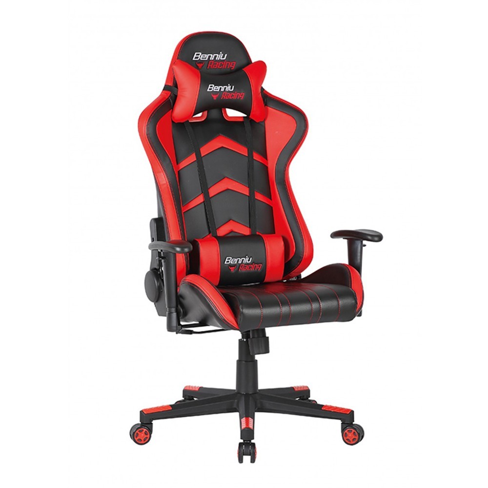 Scaune Gaming - Scaun gaming GN90 Indianapolis, suport lombar, perna tetiera, cotiere reglabile, rotativ, mecanism multiblock, 150 kg, negru/rosu