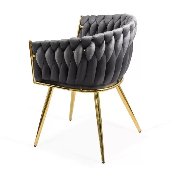 Scaune living - Scaun living BUC 261, catifea, structura metalica aurie, perne groase, 120 kg