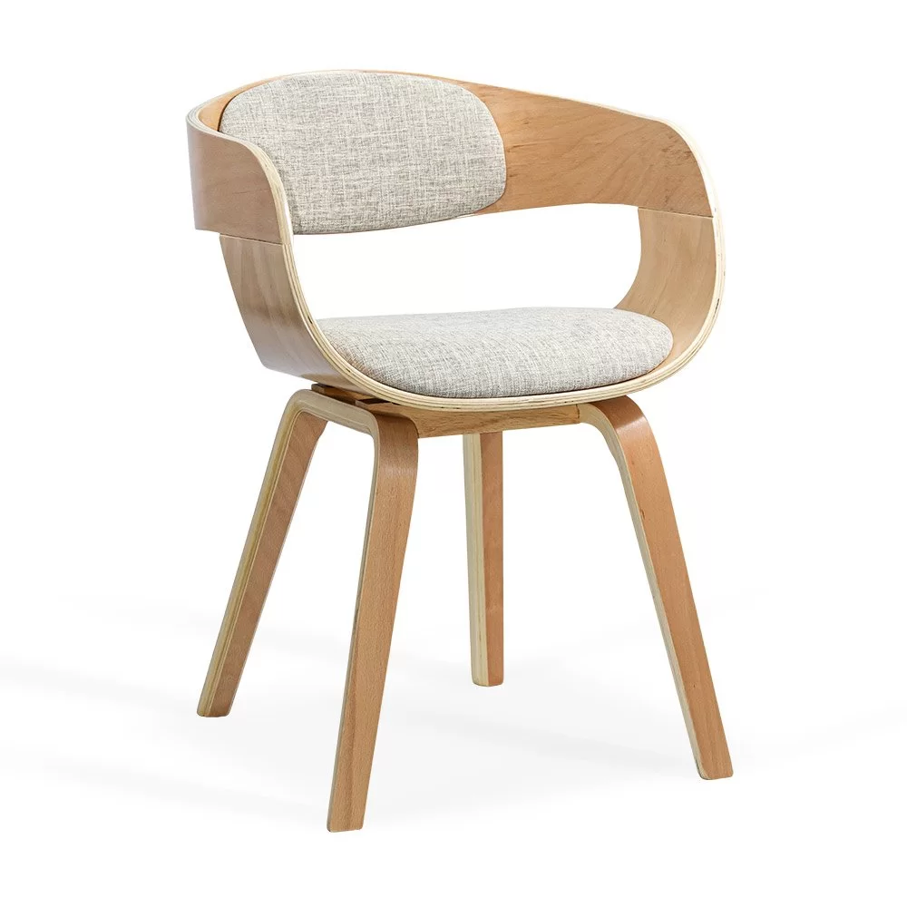 Scaune living - Scaun living si bucatarie BUC 014, ergonomic, cadru lemn curbat, stofa, 100 kg, bej
