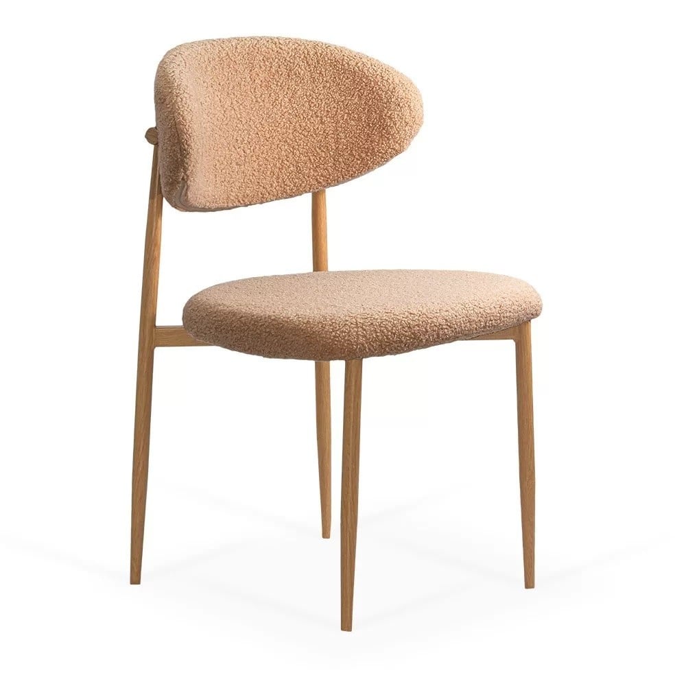 Scaune living - Scaun living si dining BUC283, tapitat stofa boucle, structura metalica, modern,100 kg