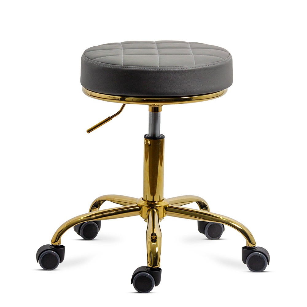 Scaune profesionale - Scaun profesional OFF 1023, rotativ, baza metalica aurie, piele ecologica, inaltime ajustabila, roti gumate, 100 kg