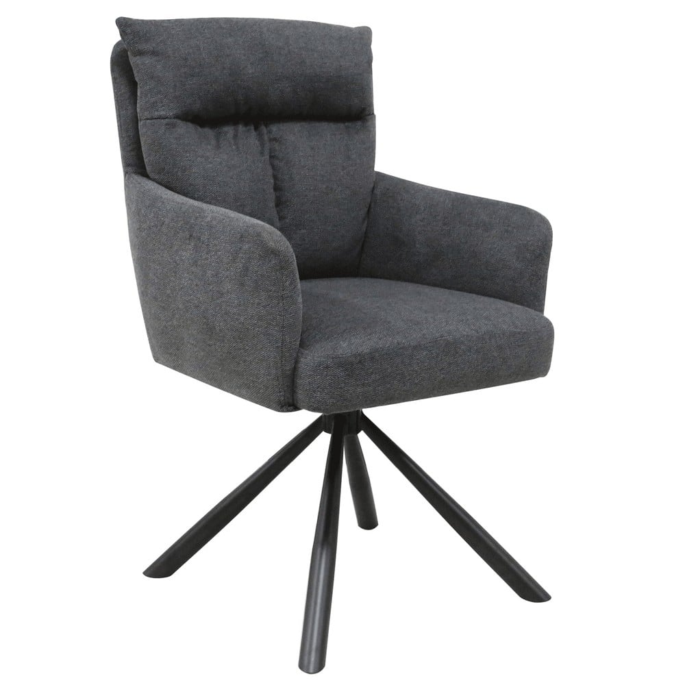 Scaune living - Scaun rotativ living KL Skarlet, metalic, tapitat cu stofa,100 kg, 60x67x93 cm, gri inchis