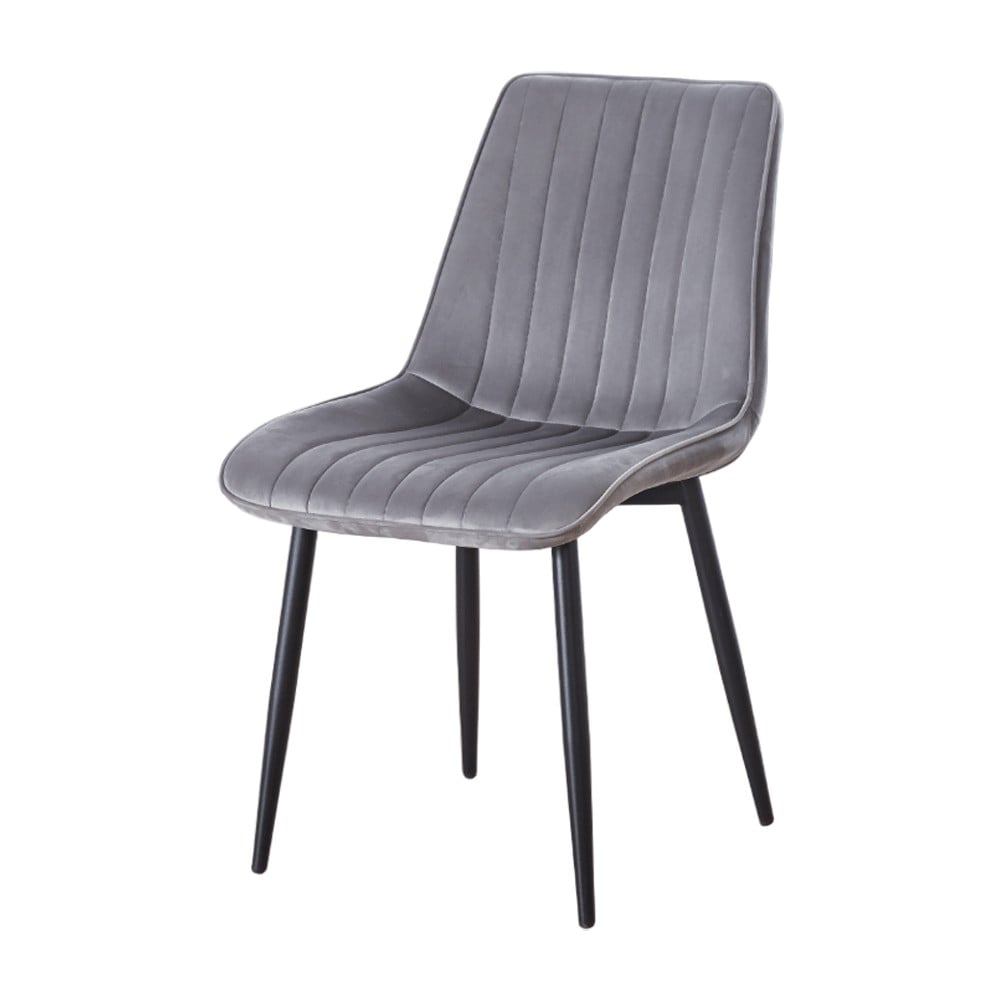 Scaune living - Scaun tapitat cu stofa tip catifea AB176, de living si bucatarie, cadru metalic, 88x47x42 cm, gri