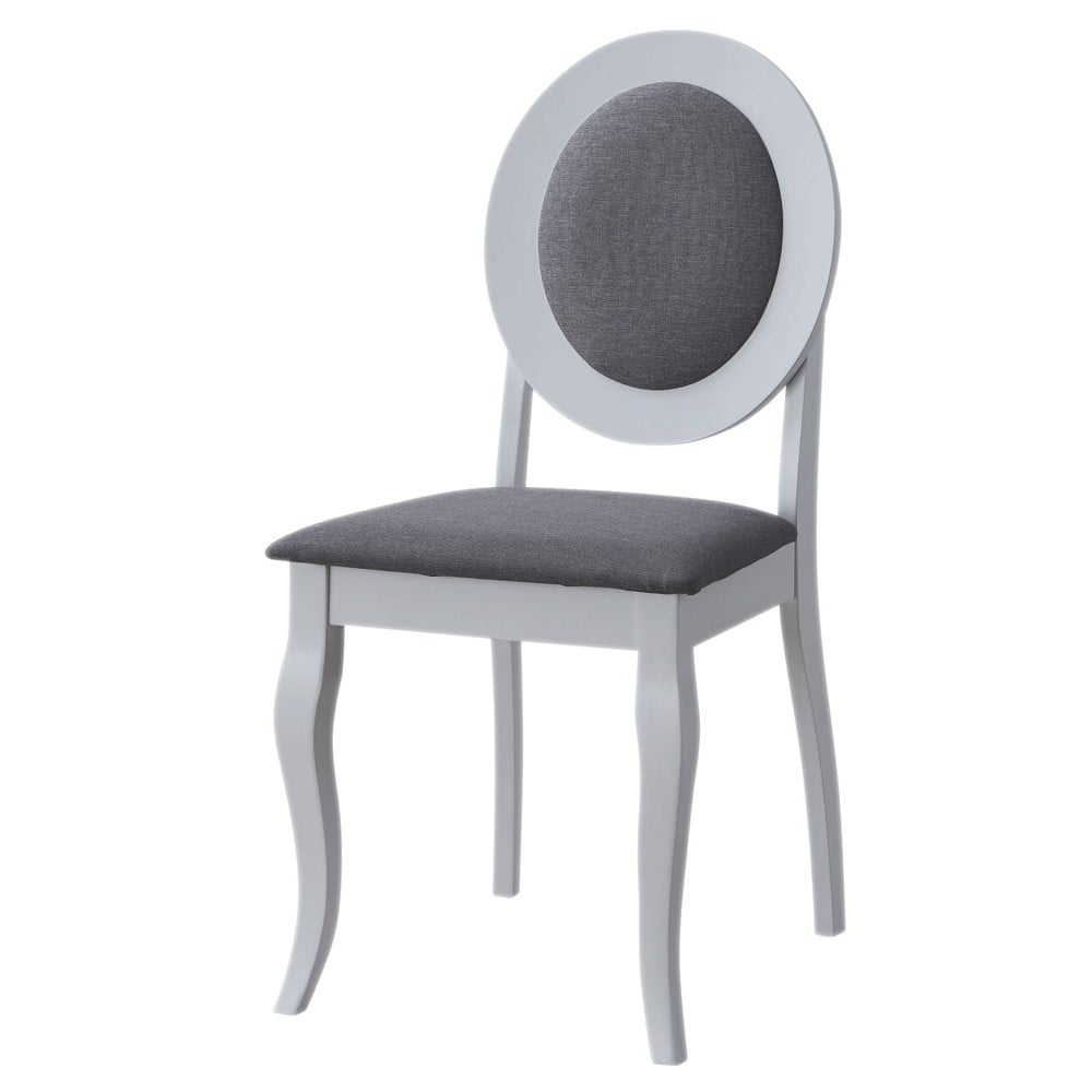 Scaune living - Scaun tapitat de living si bucatarie, KL Benson din lemn masiv, stofa,120 kg, 44.5x50.5x92 cm, alb/gri