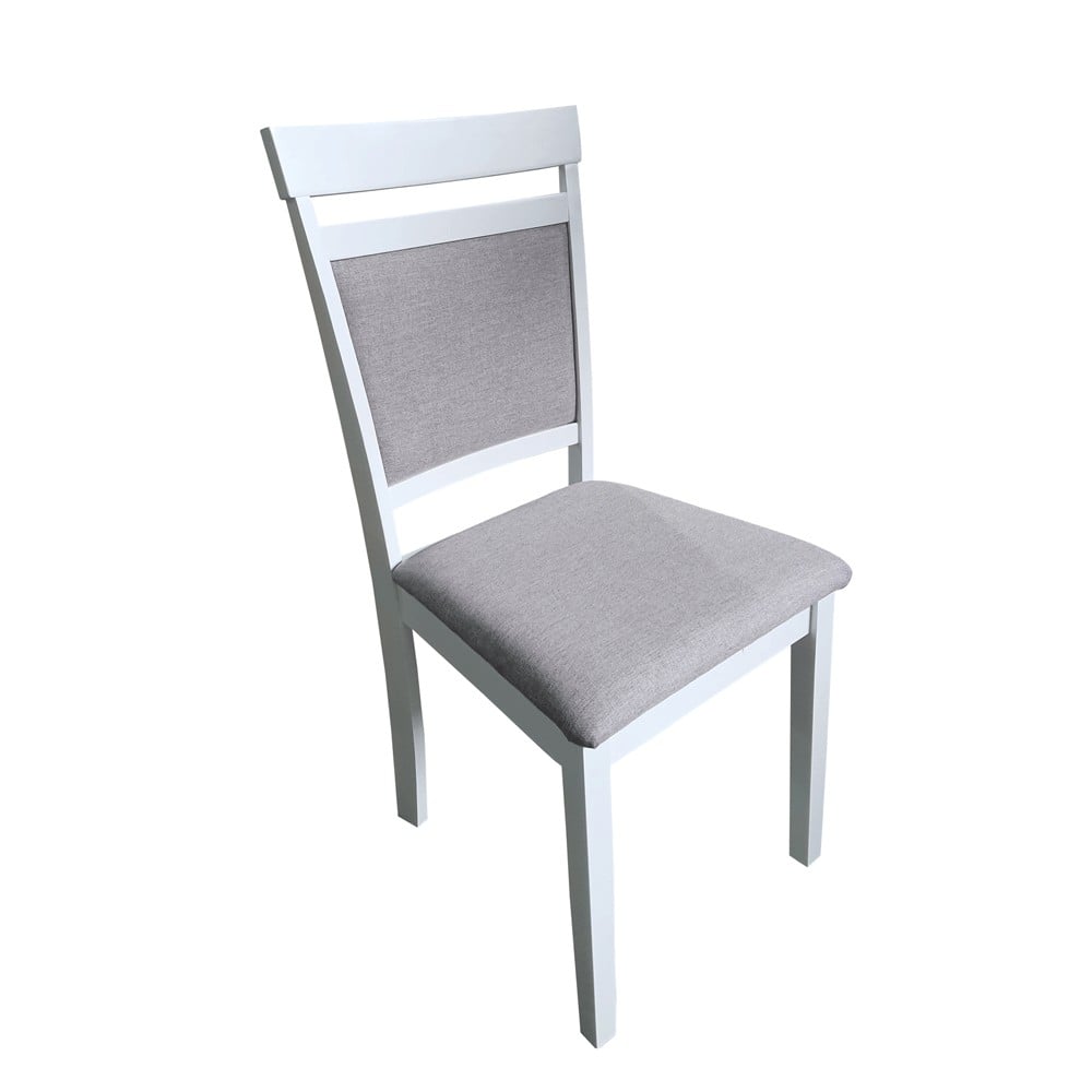 Scaune living - Scaun tapitat de living si bucatarie, KL Oman din lemn masiv, stofa,120 kg, 44x50x90 cm, alb/gri
