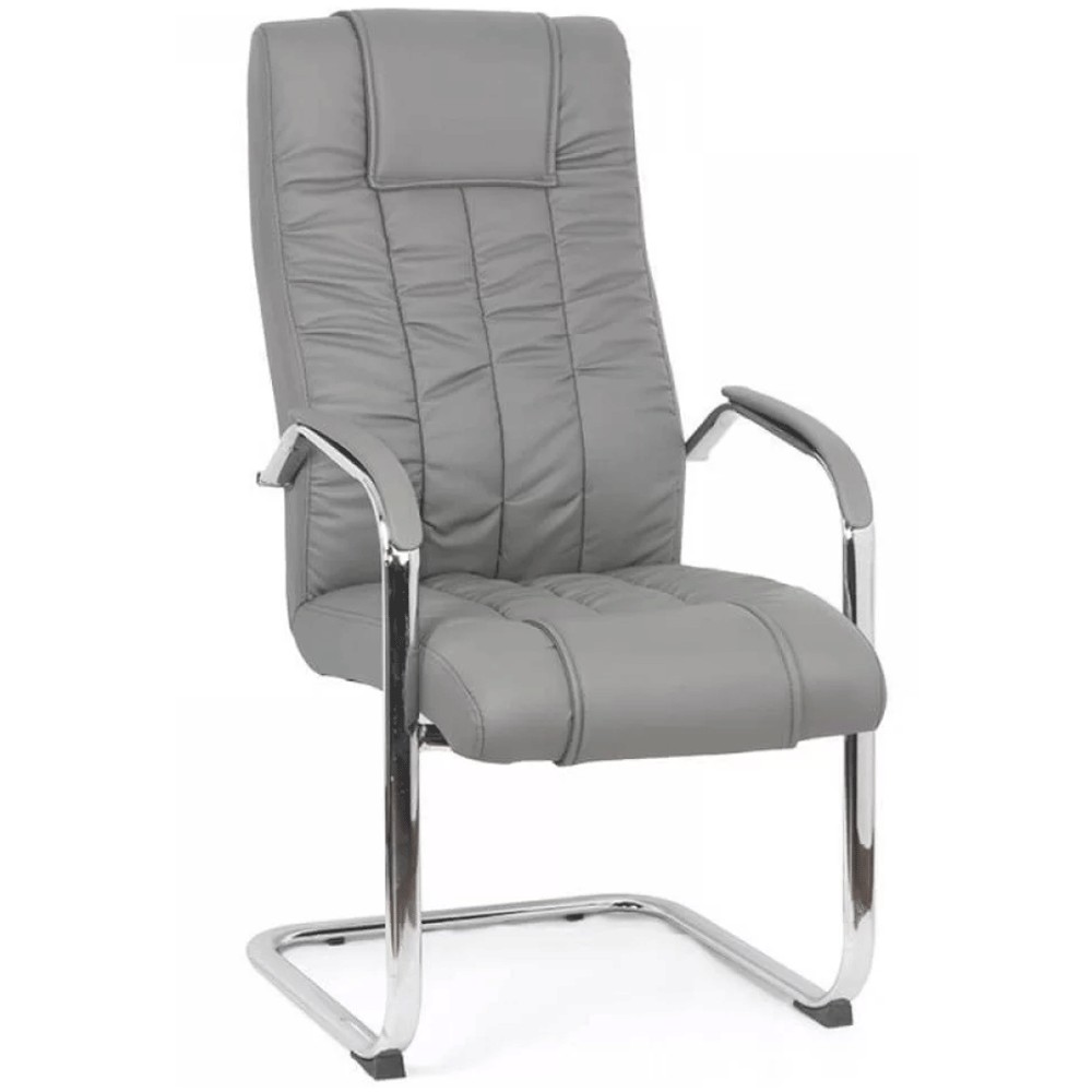 Scaune pentru vizitatori - Scaun vizitator de birou OFF 8115, ergonomic, piele ecologica, cadru cromat tip sanie, 120 kg