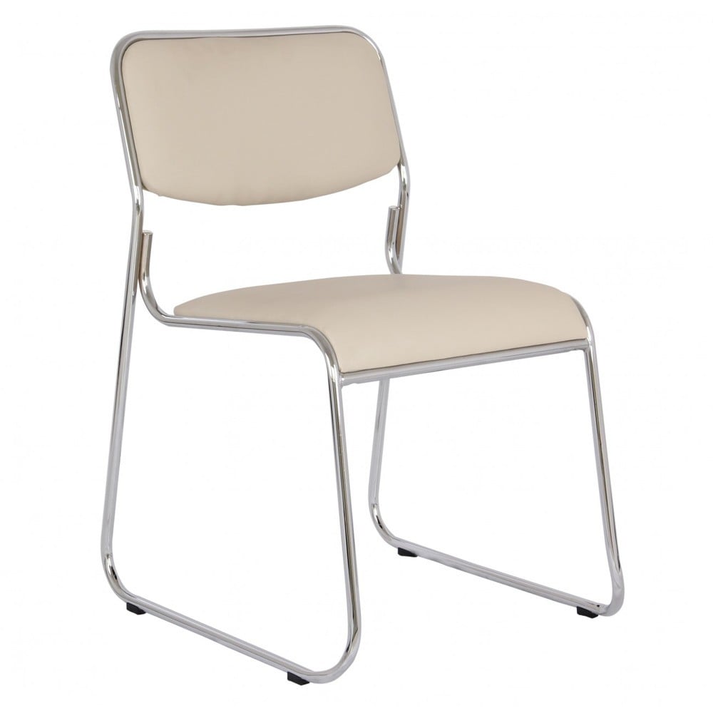 Scaune pentru vizitatori - Scaun vizitator GN Emil, piele ecologica, cadru metalic cromat, stivuibil, 100 kg
