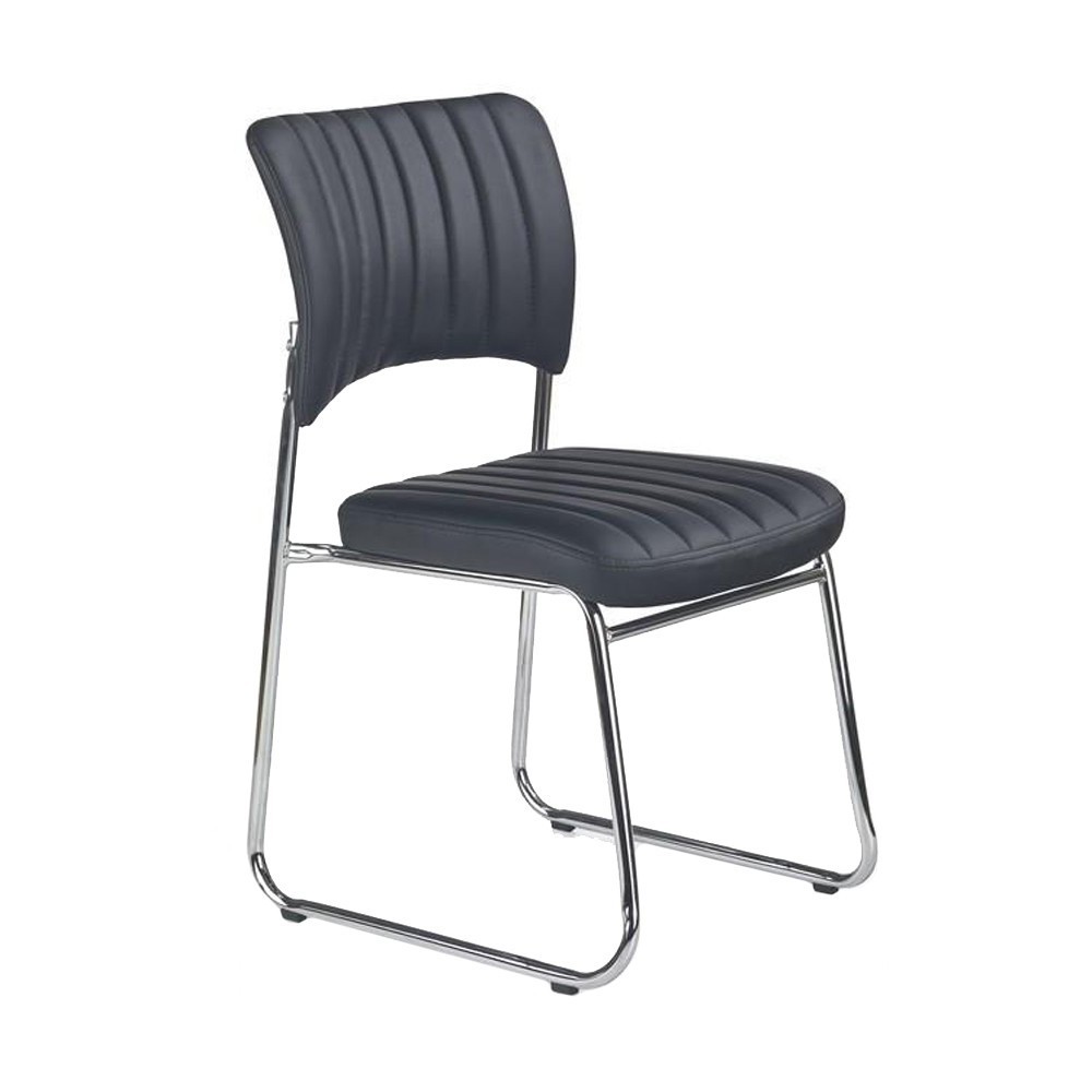 Scaune pentru vizitatori - Scaun vizitator HM Rapid, Cadru Cromat, Piele ecologica, 83x43x58 cm, Sarcina max 120 Kg, Negru